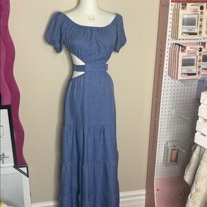 Blue Off-Shoulder Dress